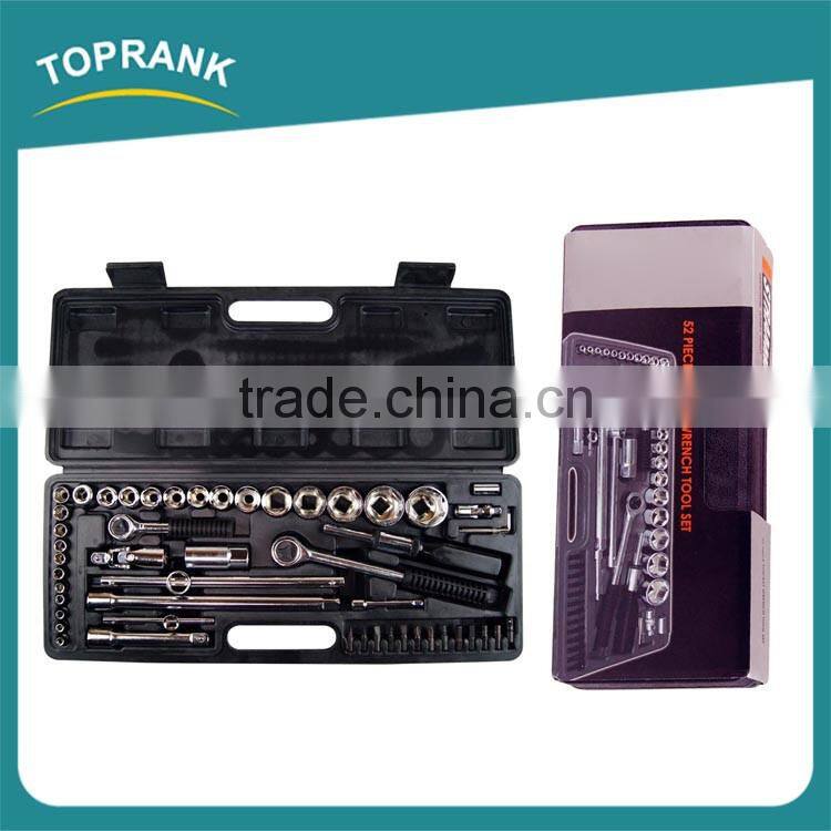 52pcs 1/4" & 1/2" drive professional carbon steel heavy duty socket wrench set