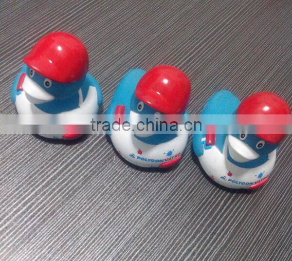 Mini PVC bath duck with hat logo printed tub floating duck for kids