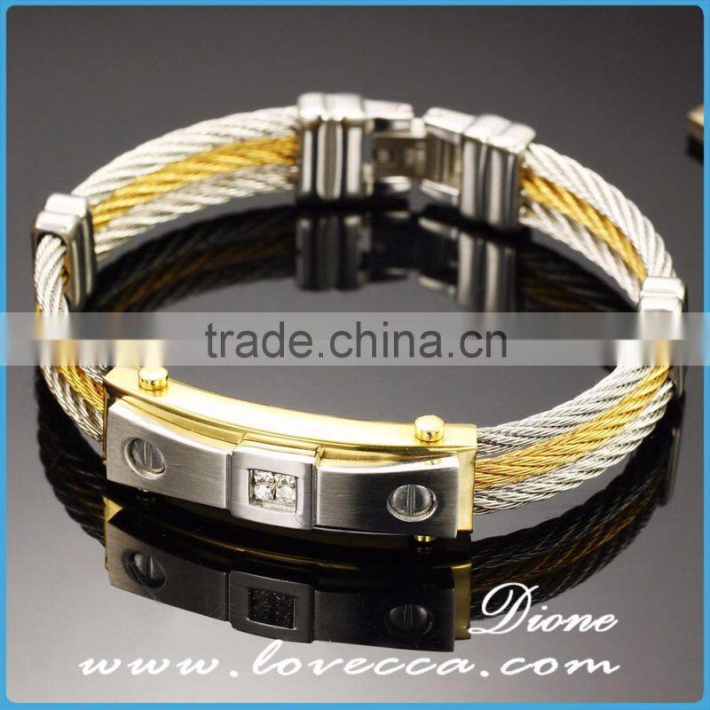 Cubic zirconia inlaid Jewelry 316l stainless steel cuff bracelet men
