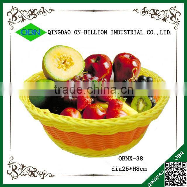 Cheap woven decorative colored fruit plastic pe rattan basket