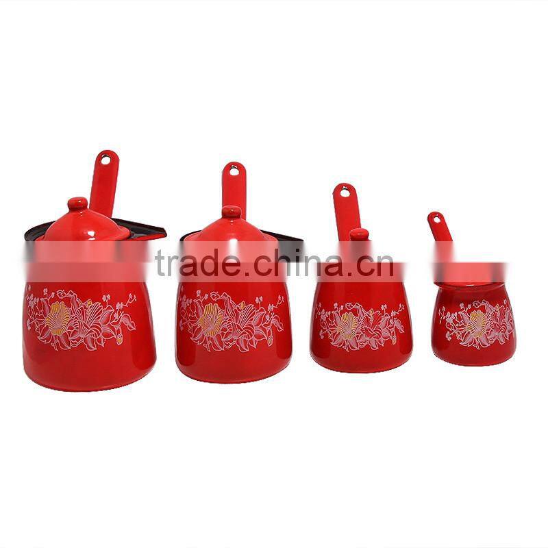 Red color arabic induction coffee pot for turkish coffee with lid