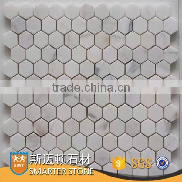 Calcutta white marble stone mosaic hexagonal for wall