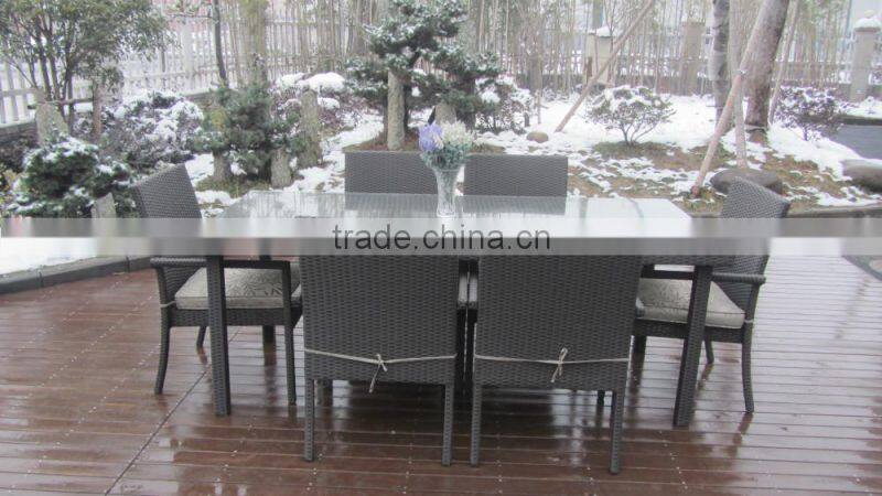 All Season Outdoor Furniture Rectangle Rattan Table and Chairs Dining Set