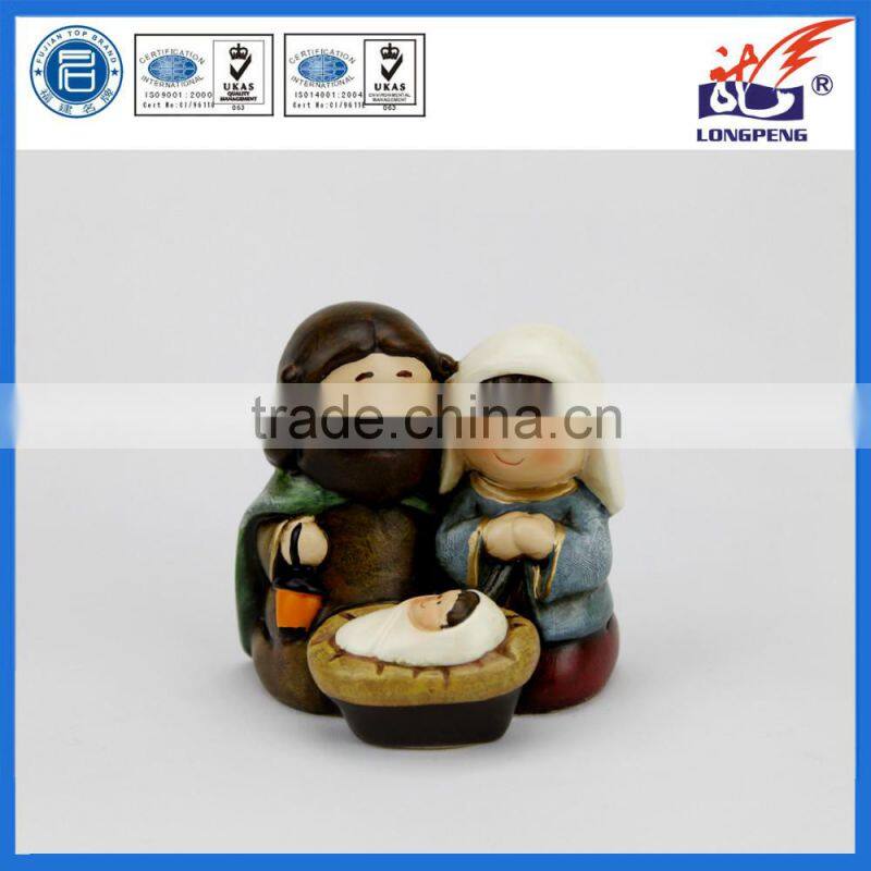 Ceramic Cartoon Religious Holy Family Statue for Christmas