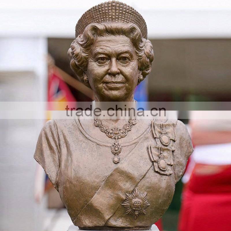 life size antique female bust metal sculpture of Elizabeth