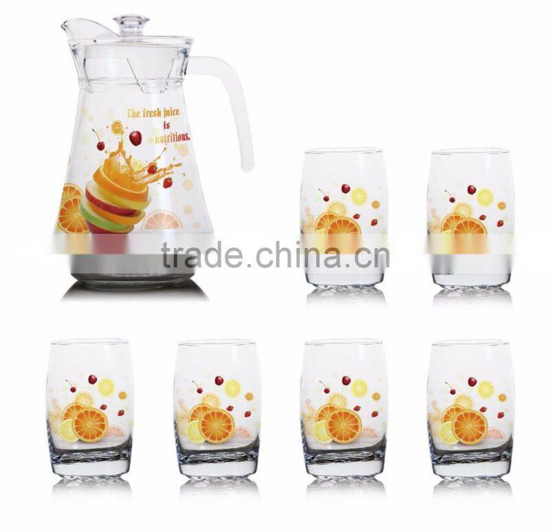 1300ml 1000ml halloween christmas fruit color printing jug set and water glass jug set and glass Carafe and decanter