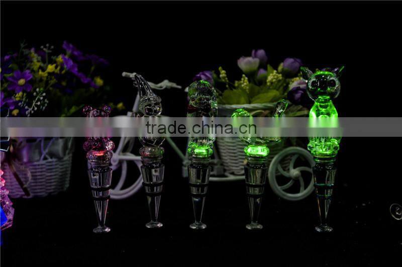 clear Acrylic led color changing beer bottle stopper supplier