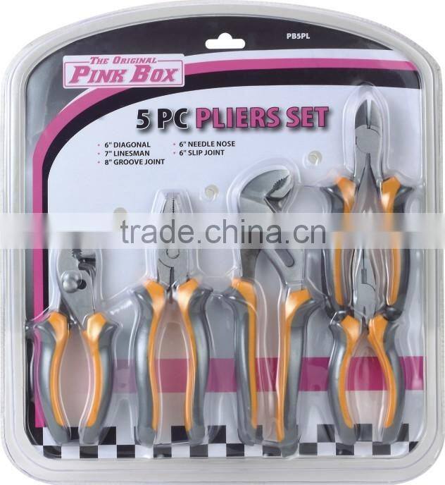 5PCS european type mini pliers set(4.5" combination pliers/4.5" diagonal pliers/4.5"bent nose pliers/4.5"long nose pliers/5.75"n