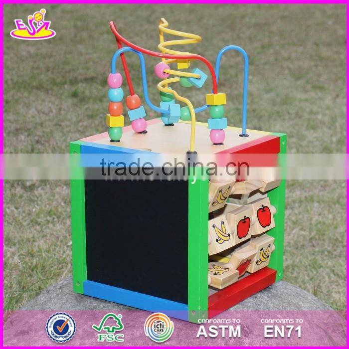 2017 new design funny toy children multi-function wooden bead maze cube W11B060