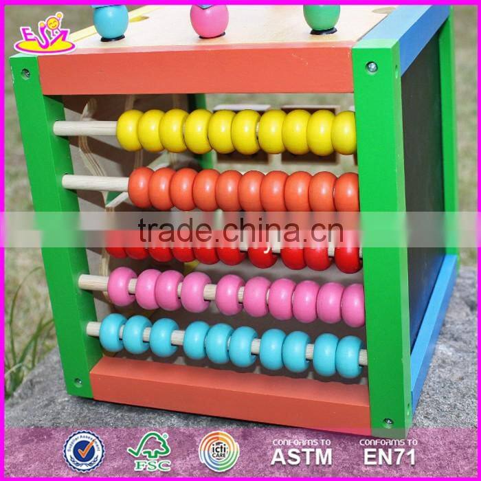 2017 new design funny toy children multi-function wooden bead maze cube W11B060