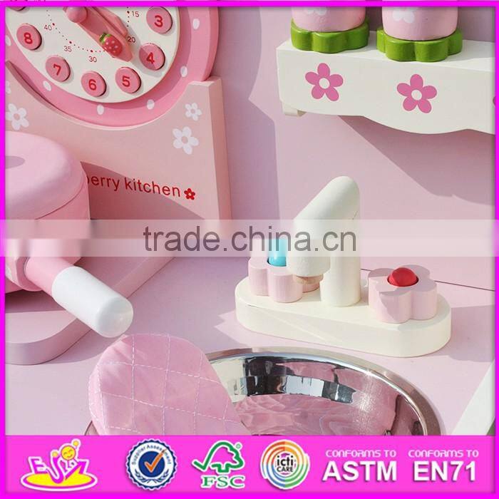 2016 new design preschool home play wooden strawberry kitchen set for toddlers W10C148