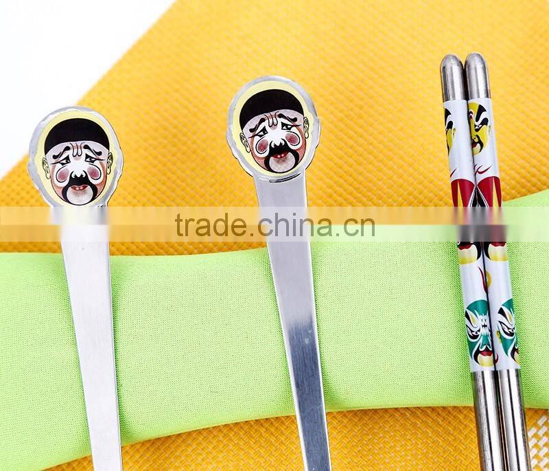 3 pcs tableware stainless steel dinnerware set of chopsticks, spoon and fork with the bag