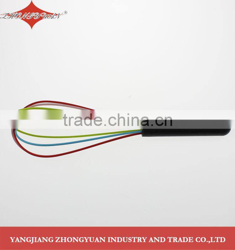9.5-inch colorful silicone coated wires egg whisk with black plastic handle