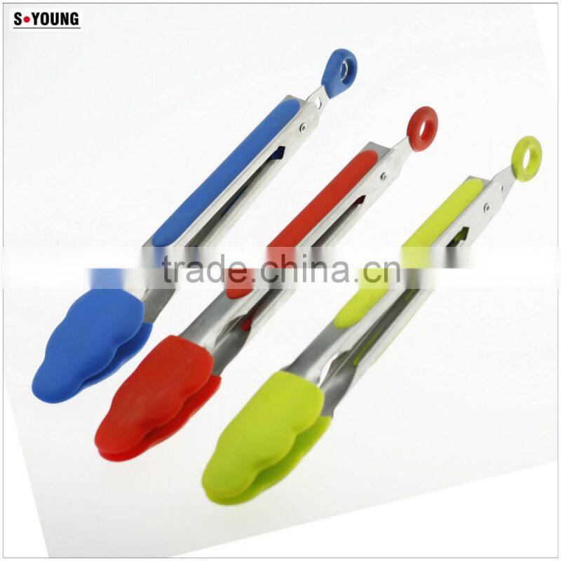 14007 Barbecue Grill Tongs Silicone Kitchen Serving Locking Food Tong