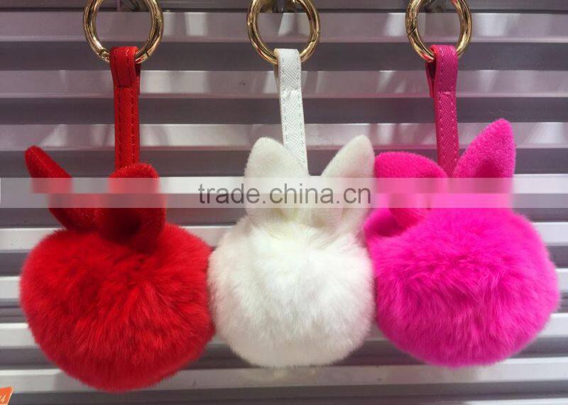 Fashion 8cm Rabbit Pom Key Holder K024-007