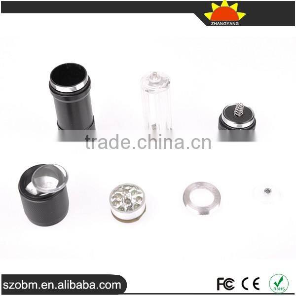 Small Portable Led Purple Light UV LED flashlight 365-370nm 9 LED Flashlight Torch