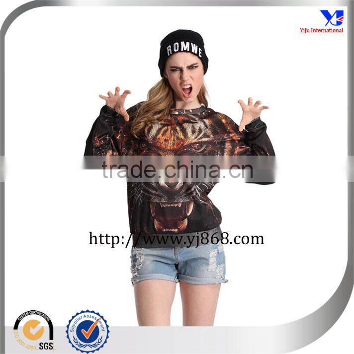 Beautiful 3D Tiger Head Print Long-sleeved Sweatshirt