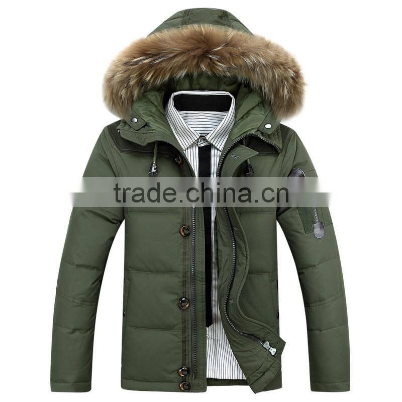 Fashion winter parka jacket with fur hood for men winter jacket men 2016