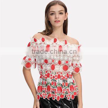 Latest fashion women white fancy blouses patterns