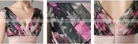 short one piece chiffon printed floral summer dress