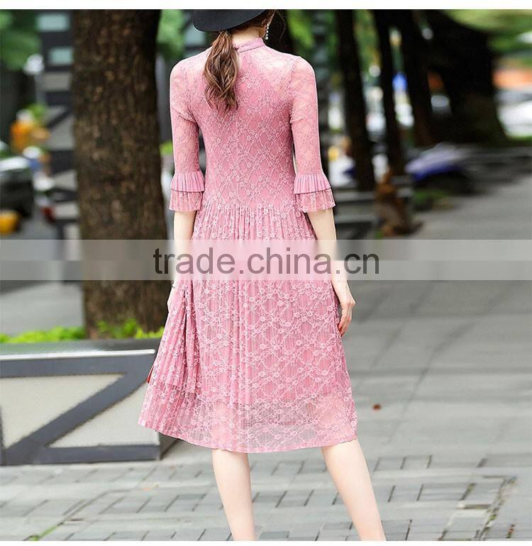 Maxnegio topshop pleated lace maxi causal dress