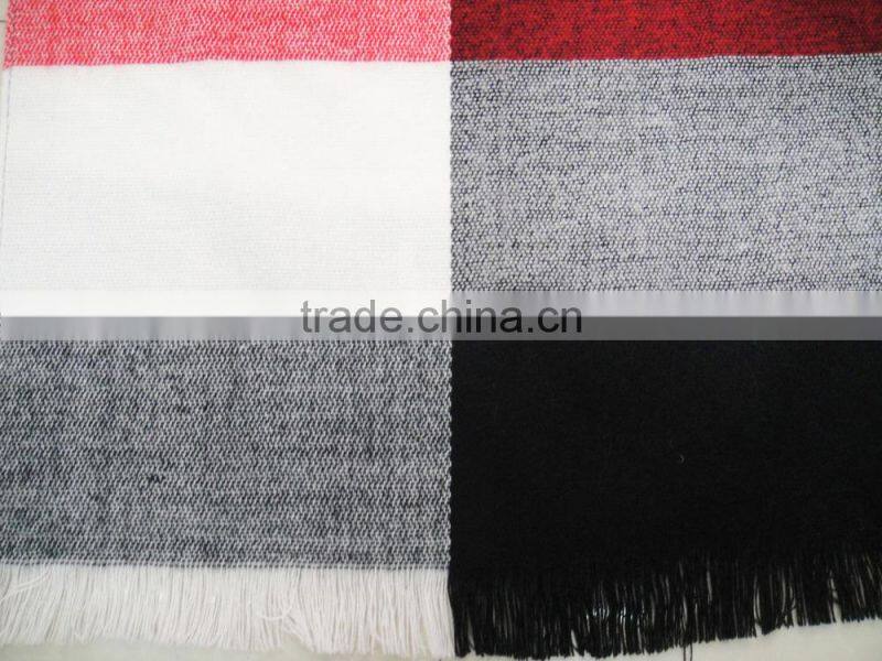 Designer plaid acrylic knitted winter shawl