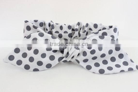2016 Headhair Dot Pattern Cotton Fabric Headband Rabbit Ears Bowknot Hair Headband