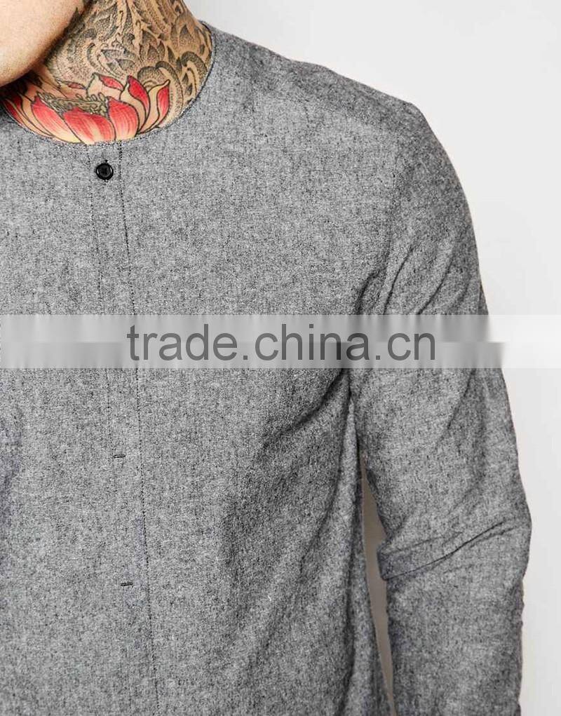 2016 new design collarless shirt for man