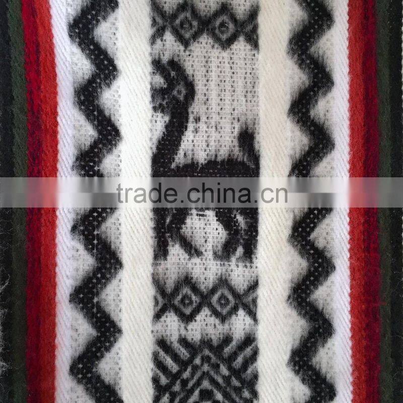 3/4 sleeve super soft warm Geometric pattern 100% llama wool poncho