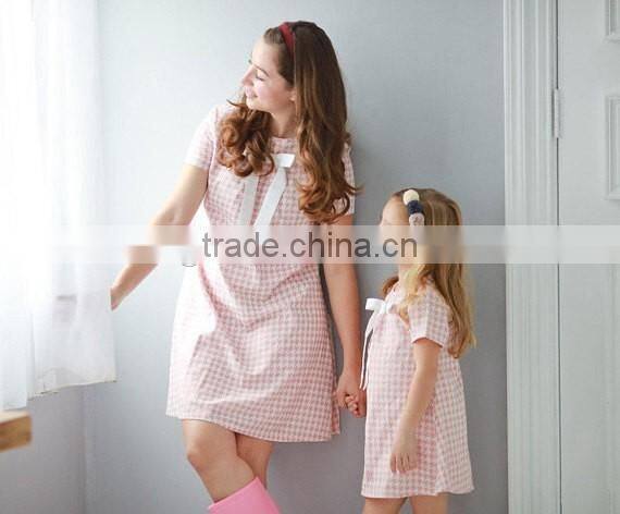 Houndstooth Mother Daughter Matching Dress Elegant Dress Cotton Frocks Designs