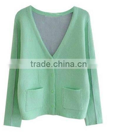 2014 hot sell wholesale high quality cotton long sleeve women's knit cardigan