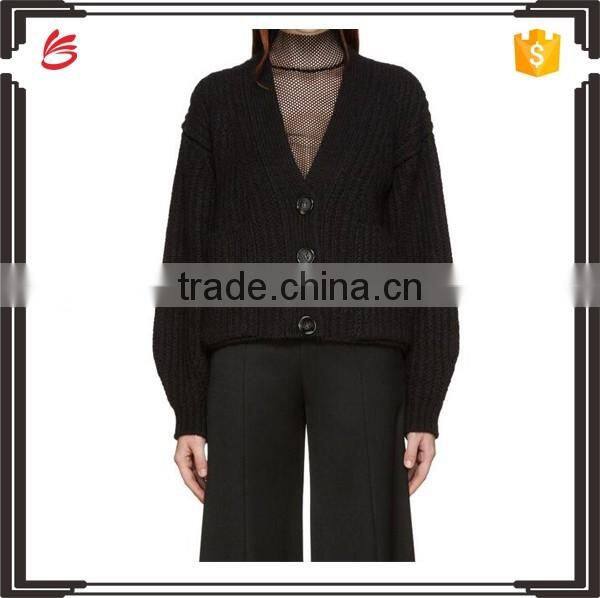 Solid color korean sweater thick fashion Y-neck collar with button for women