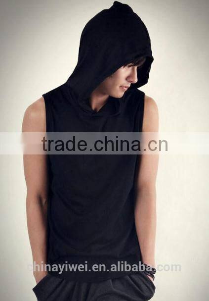 Mens fitness fashion plain sleeveless hoodie blank