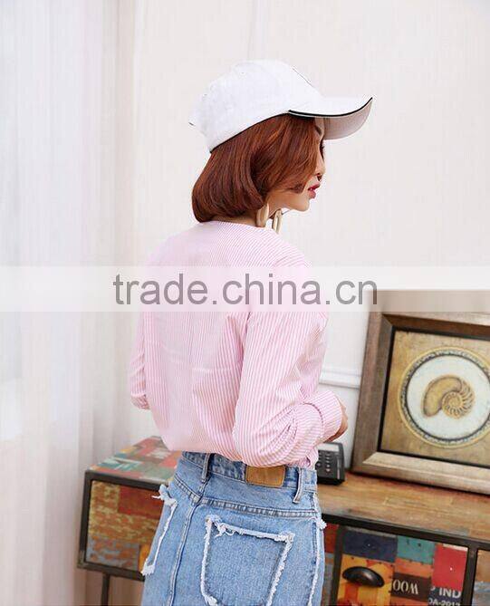 2017 summer hot sale Fashion Style stripe women cool cotton shirt top