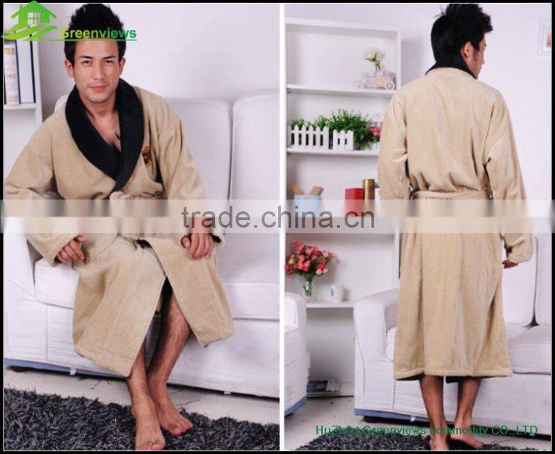 Cotton robes Boy shawl collar bathing robes Embroidered cotton quick drying bathrobe egyptian cotton bath robes
