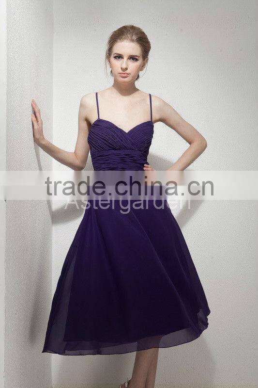 2017 Factory Direct Real Photo A-line Bridesmaid dresses straps knee-length chiffon evening dress short party dress AS260
