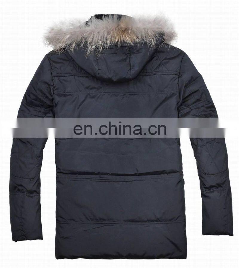 fashion mens winter fur hood cow buckle down padded lo