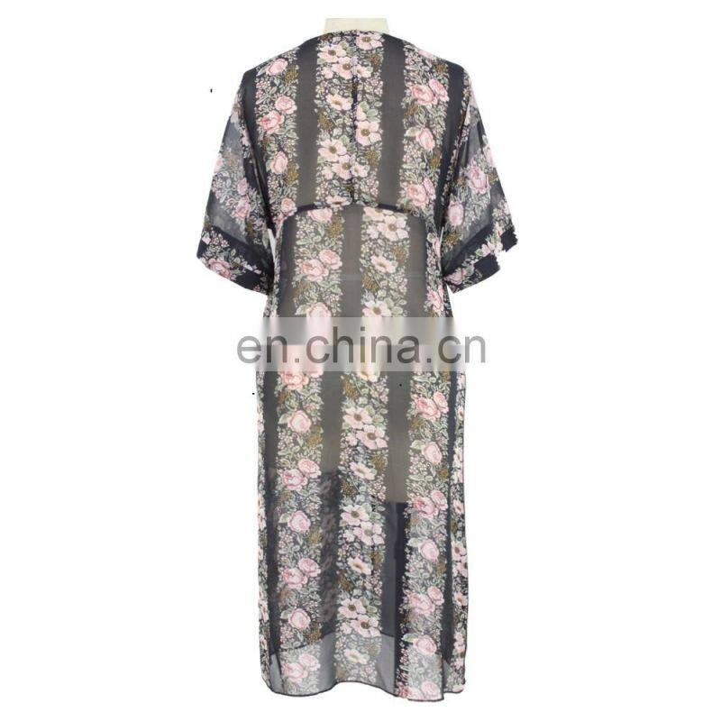 New design Black Pink Floral Embroidered Mesh Overlay woman long dress
