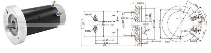 Permanent magnetic 24 V 0.8KW 3200RPM dc motor