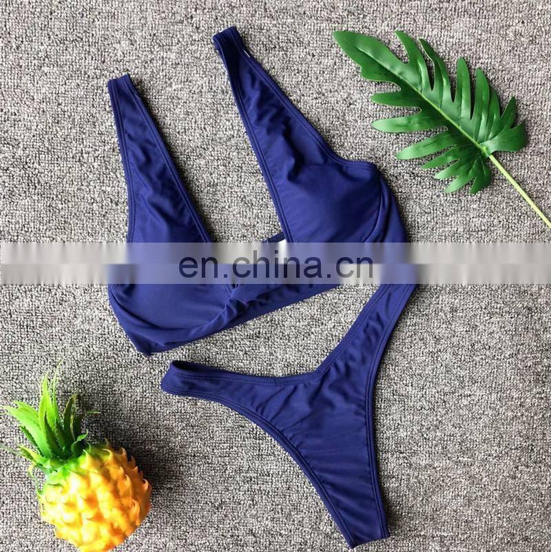 Underwire Push up Sexy Bikini Set Sexy Slim Brazilian Swimwear Female Bathing Suit Beachwear Solid Color