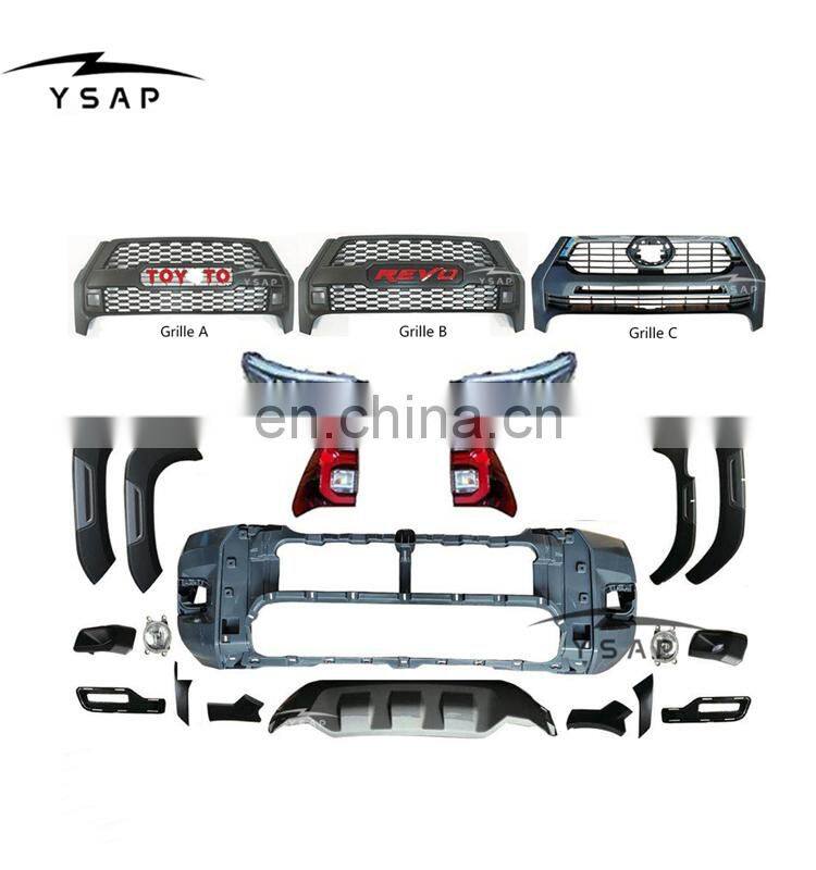 New arrival high quality facelift body kit front bumper headlight tail lamp for 2015-2020 Hilux upgrade to 2021 revo body kit