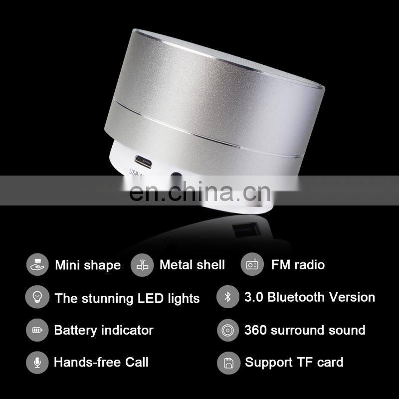 Factory wholesale A10 FM LED Portable Mini Metal blue tooth Wireless Speaker
