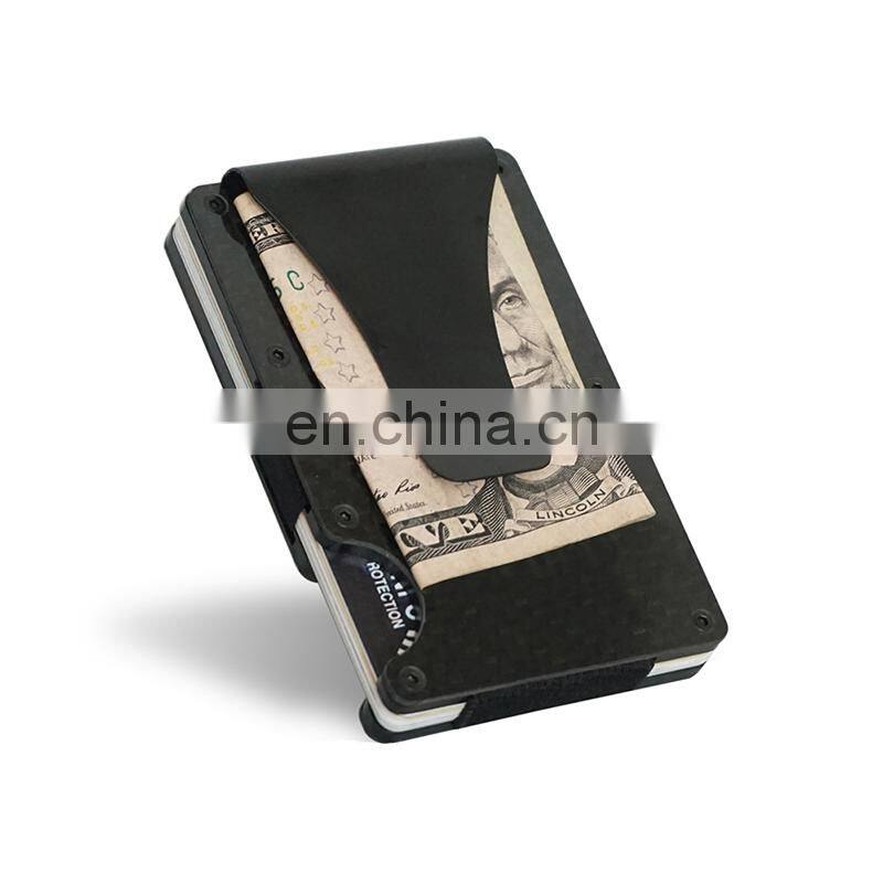 2021 New Minimalist Carbon Fiber Card Case With Money Clip Aluminum Wallet metal Rfid Credit Card Holder wallet rfid blocking