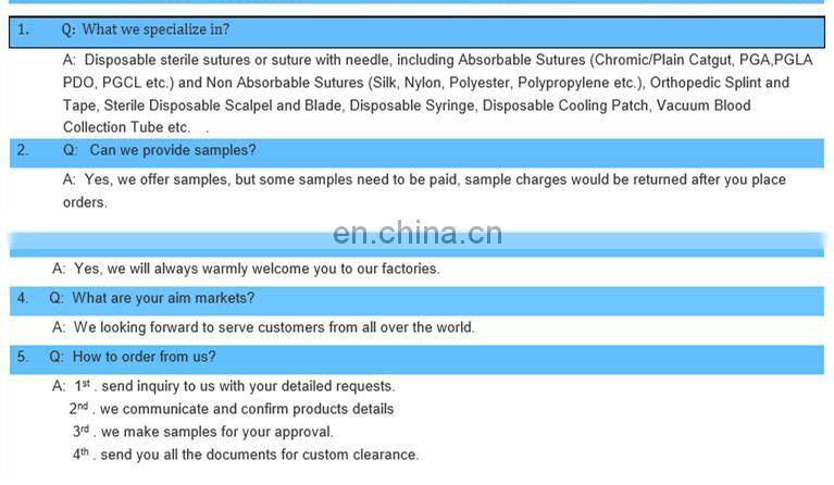 High quality medical black braided silk sutures