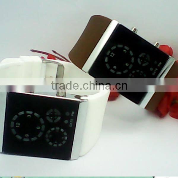 Environmental 12-hour/date display rectangular led digital watch