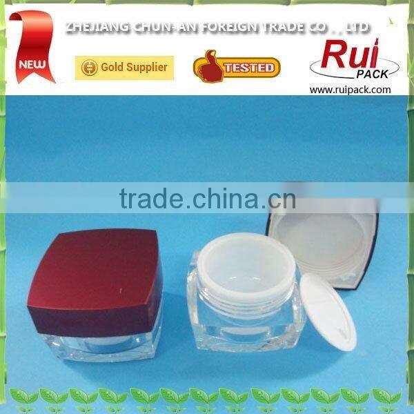 Good-looking cosmetic acrylic jar container with hand lid / luxury empty double layer jar container for personal care cream jar