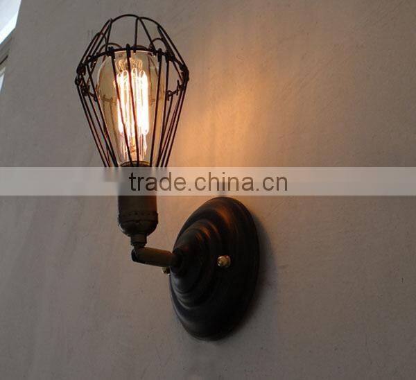 Vintage Industrial Lamp Edison Brass Cage Wall Light