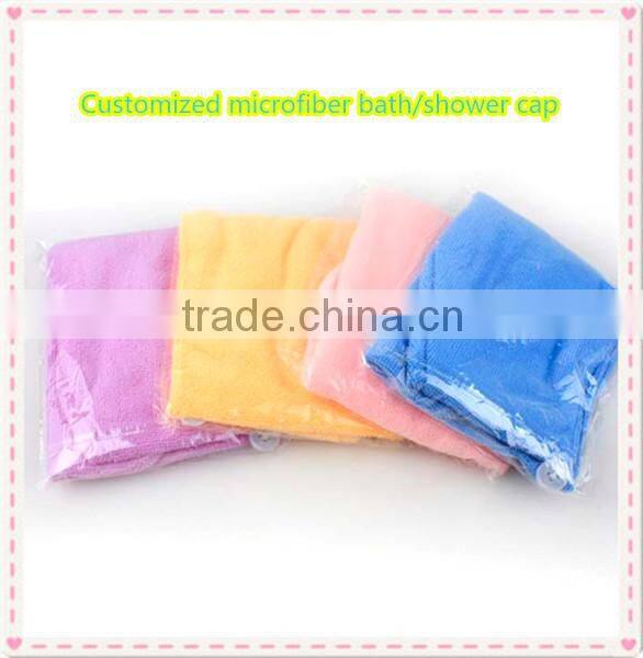 Strong absorbent wearable microfiber bath shower spa cap customized plain dyed bath cap set