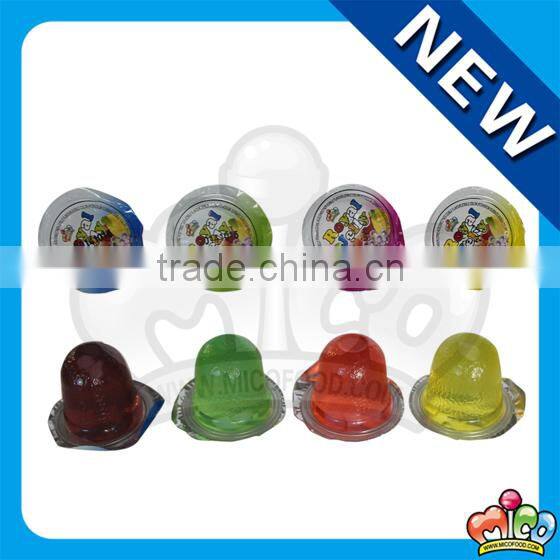 assorted mini fruit jelly with coconut pieces