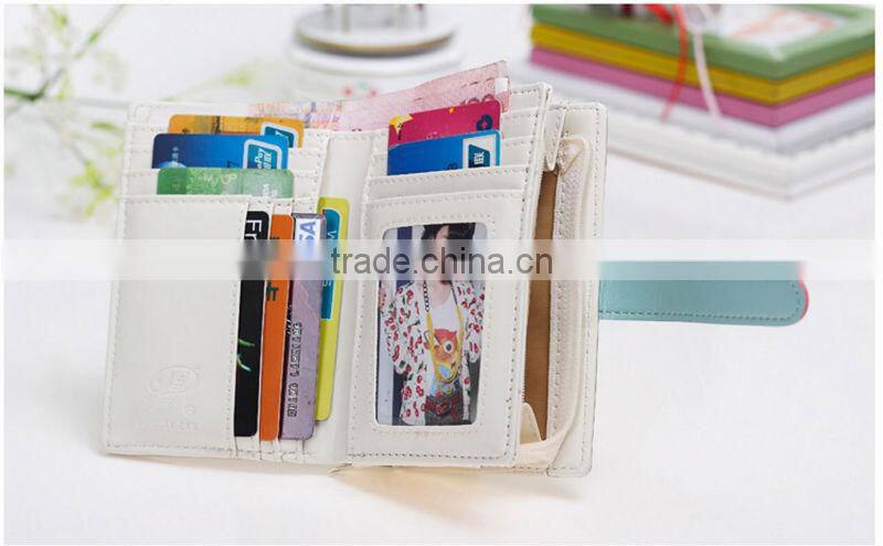 Cute short women wallet with zipper pocket